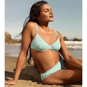 Andie Swim X Mindy Kaling The Bermuda Bikini Striped Splash Blue XXXL NWT